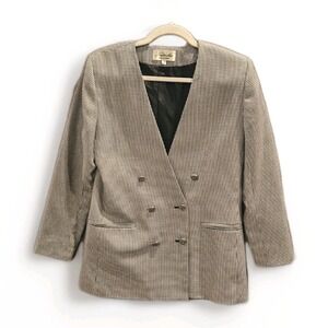 Vtg NATASHA Houndstooth Fitted Blazer Sz 6 Russian Academia Regency Career#H487